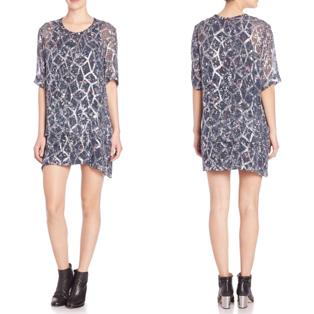 IRO Aliza Metallic Silk Tunic Dress